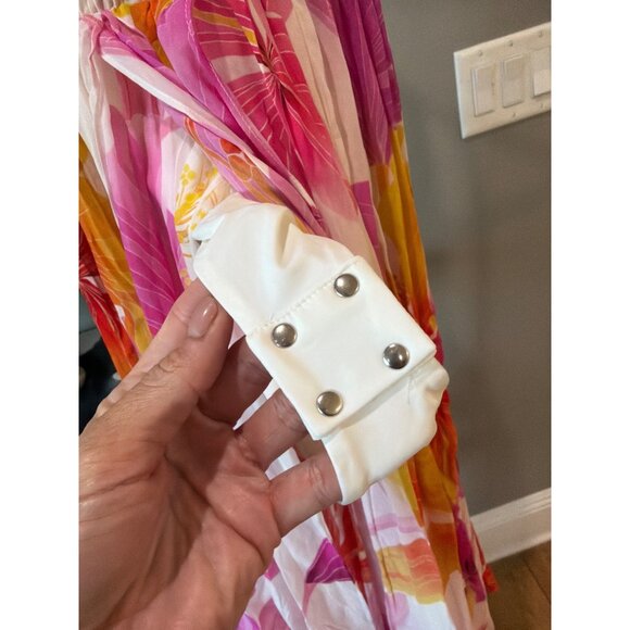 retrofete Ina Chiffon Maxi Dress Bianco Primavera Womens Size Medium - Picture 10 of 13